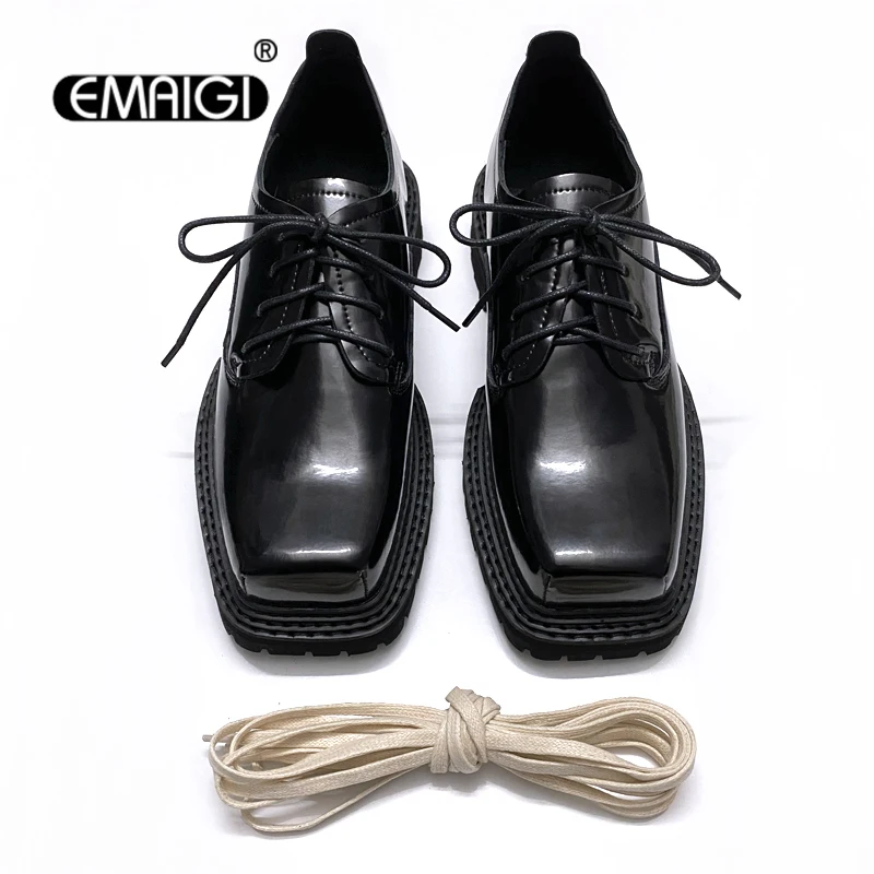 

Men Real Cowhide Genuine Leather Streetwear Fashion Derby Shoes Cityboy Male Vintage Casual Shoelace High Sole Elevator Shoes