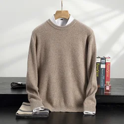 New Best-Selling 100% Cashmere Sweater Men's Pullover Round Neck Long Sleeve Casual Warm Padded Cashmere Sweater With Bottoming.