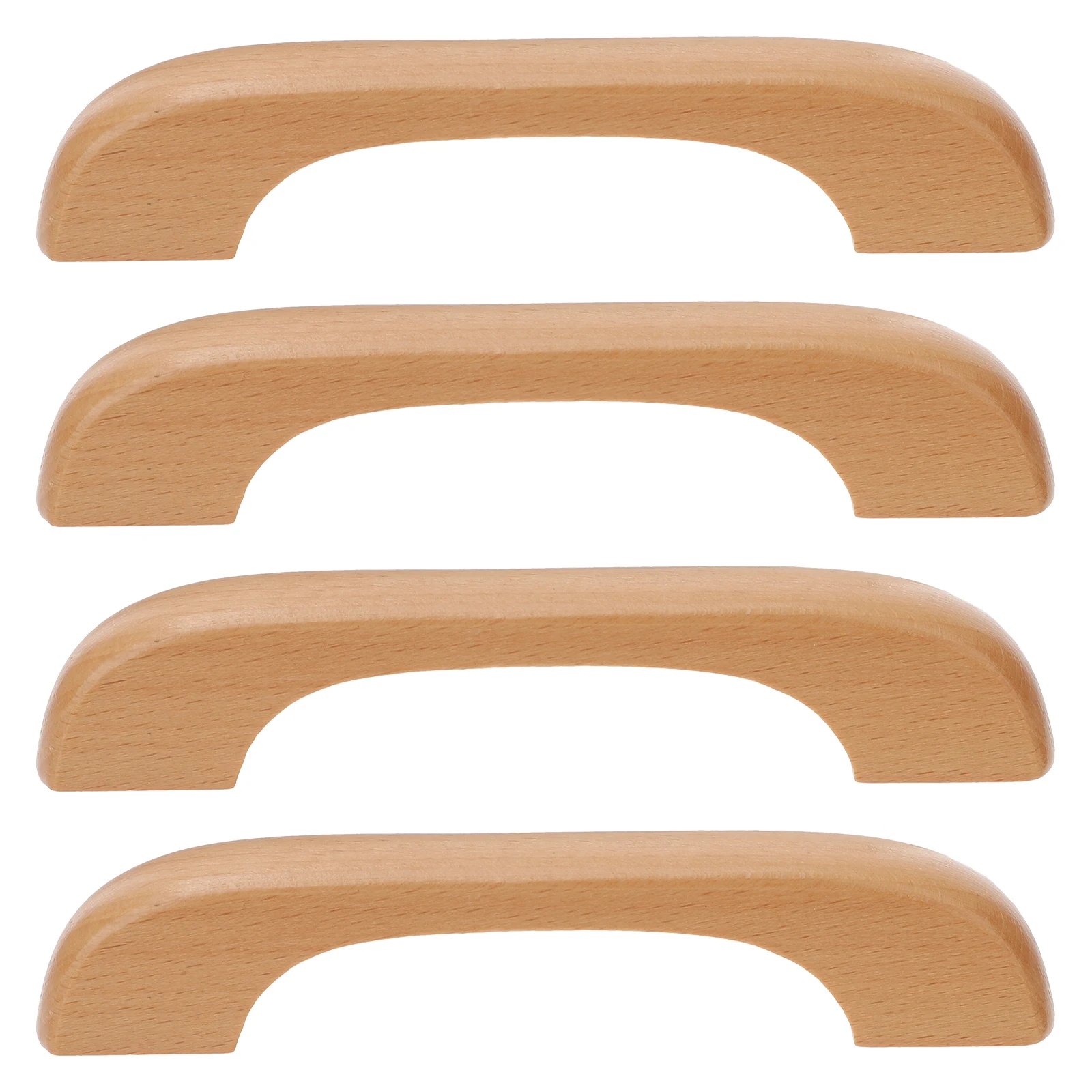 

4Pcs Furniture Drawer Pulls Solid Wood Cabinet Handles Natural Beech Material Smooth Finish for Kitchen Wardrobe Closet Hardware