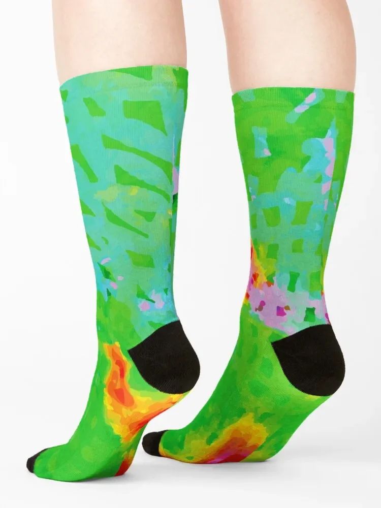 الملونة مجردة المائية اللوحة خلفية الجوارب تسلق هدايا عيد الميلاد مع طباعة الجوارب الإناث الرجال #4