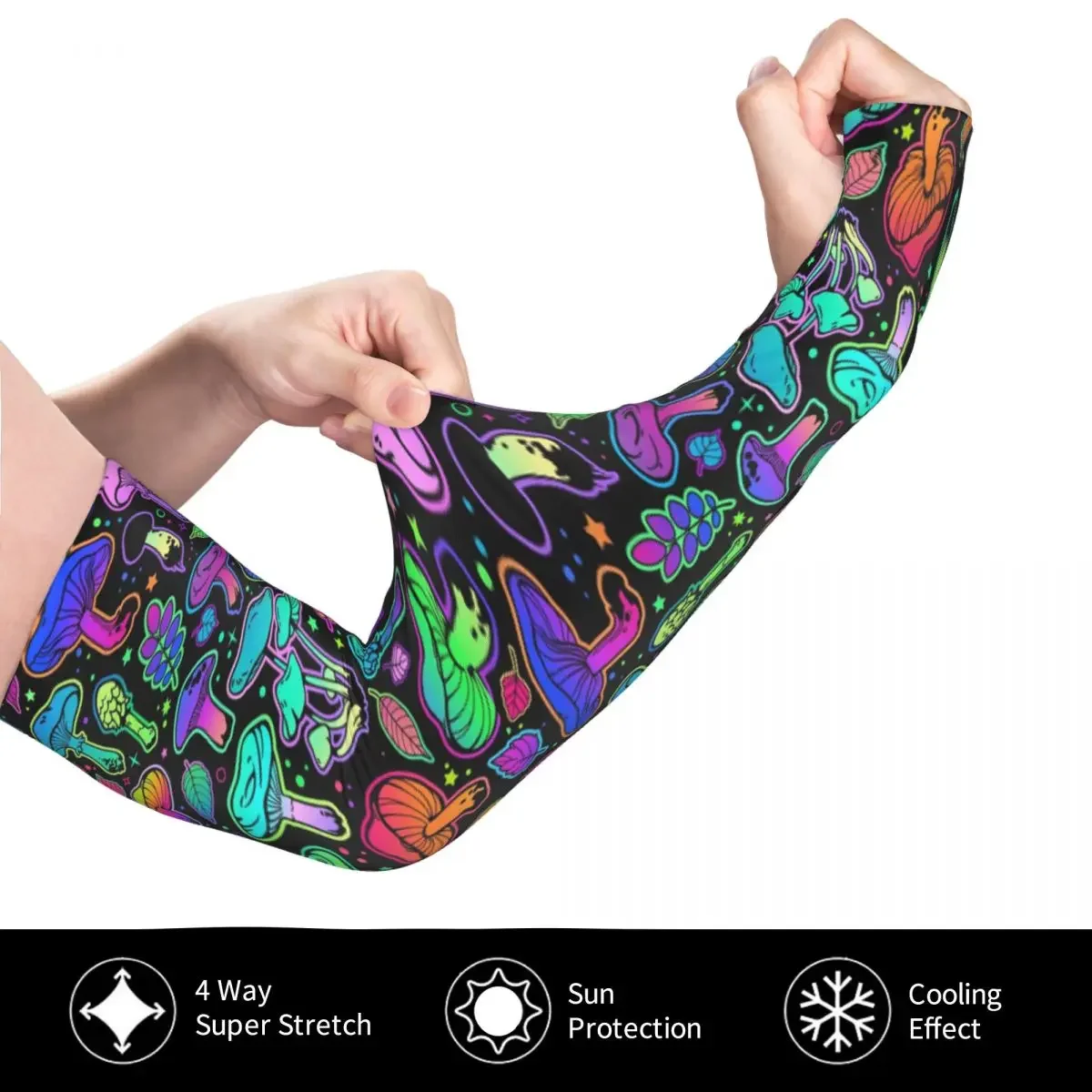 Psicodélico mágico arcoíris setas sol protección UV mangas de brazo deportes atléticos misterioso Boho tatuaje cubrir