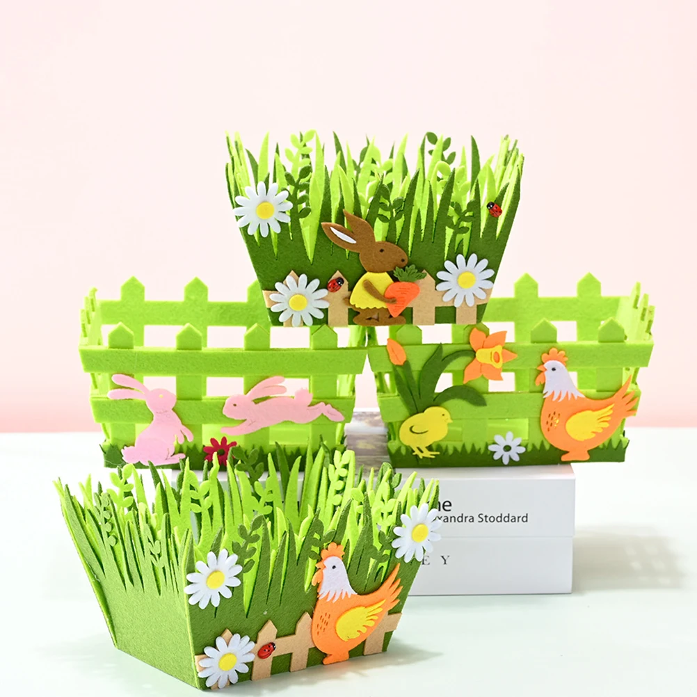 

2Pcs Non Easter Basket Colorful Egg Storage Baskets Green Child Decor Non Woven Fabric Basket Gifts Packaging Boxes