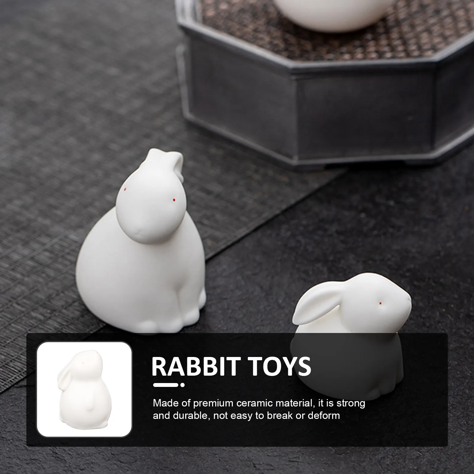 Handcrafted Ceramic Rabbit Ornament Vivid Bunny Design Desktop Tea Pet Small Space Decor Micro Landscape Garden Office Decor