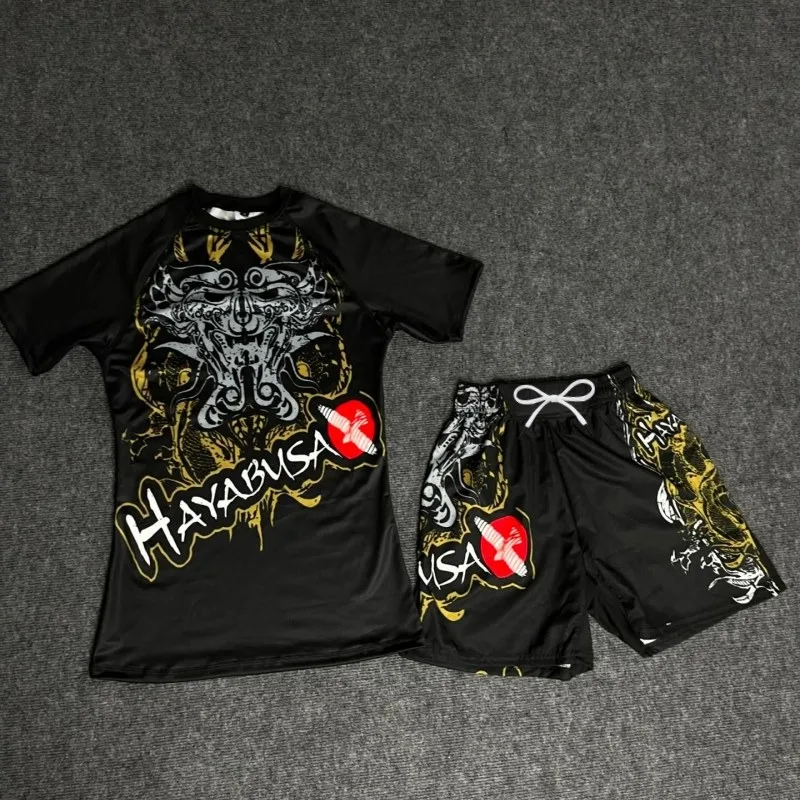 

2026 Summer Black Gold Warrior Totem Combat Training Suit, Quick-drying and Breathable, Unisex Jiu-Jitsu Anti-chafing Set