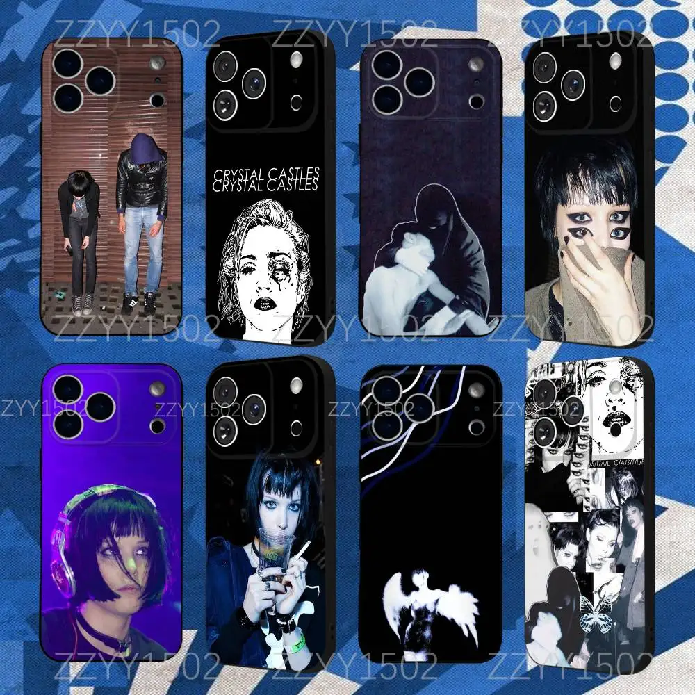 

Crystal Castles Band Alice Glass Phone Case For iPhone 17,16,15,14,13,12,Pro,Max,Plus,E,SE4,Air,Mini Black Funda Shell