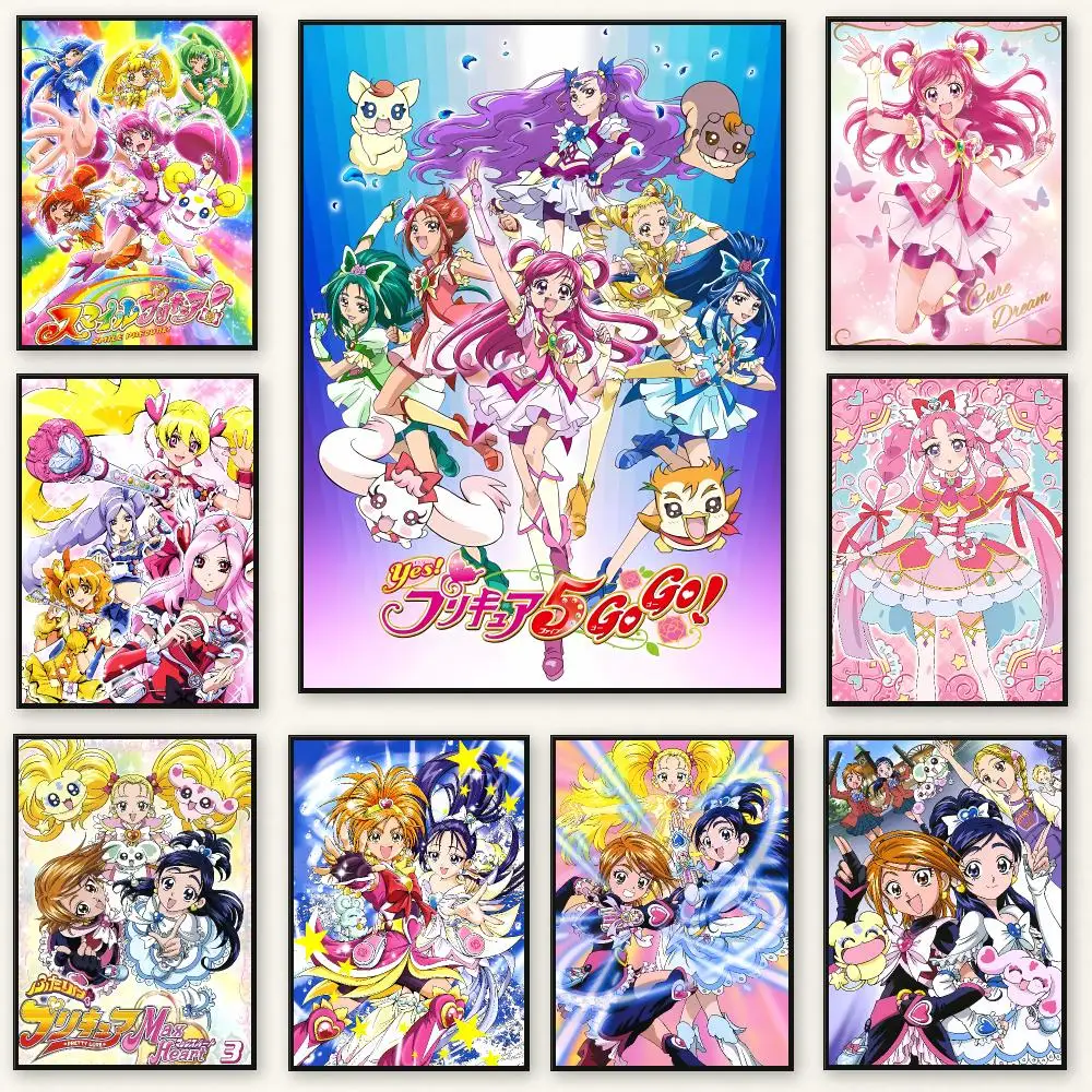 Magical anime Pretty Cure Poster Peel And Stick Indoor Bedroom Wall Decor Aesthetic Gift