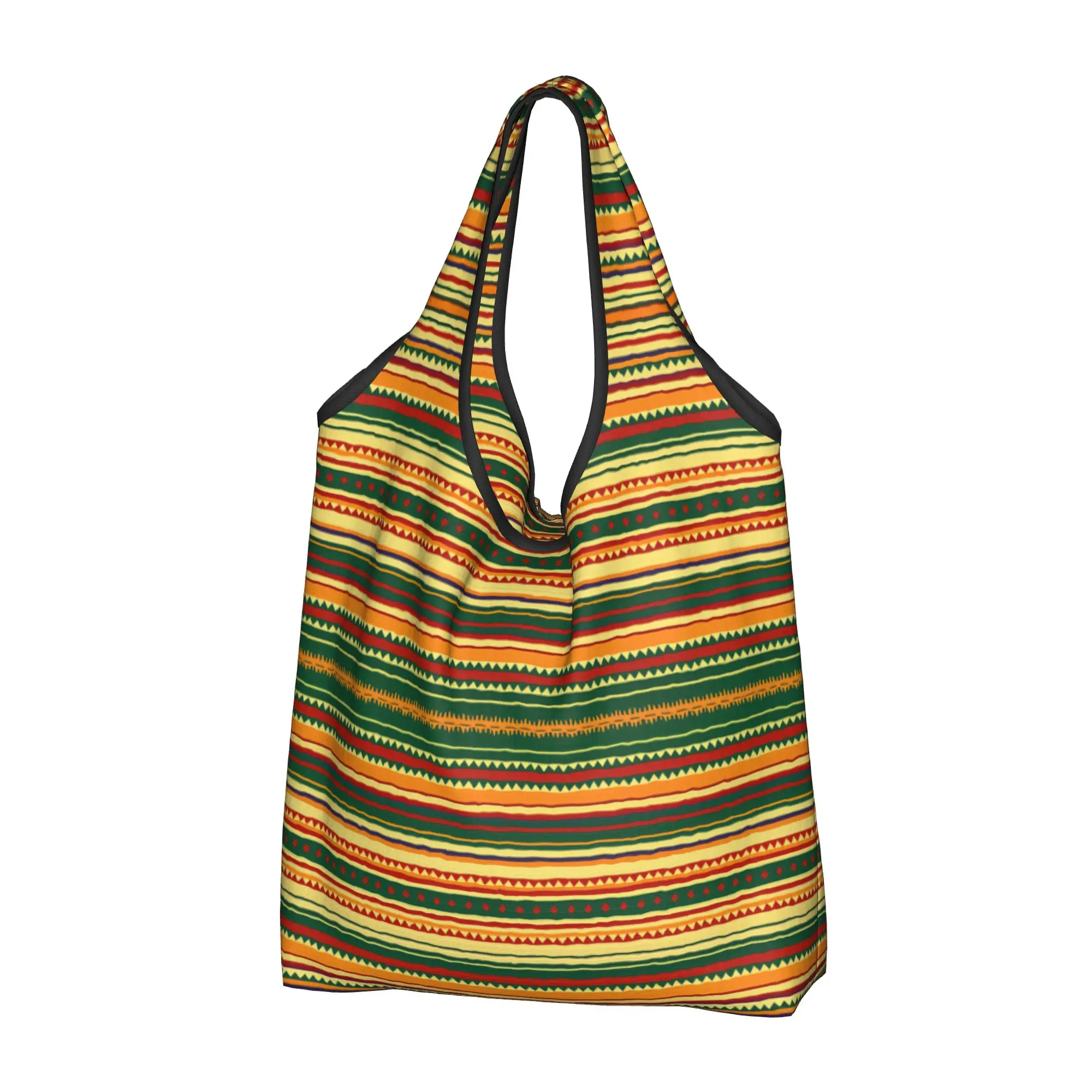 Recycling Southwestern Style Mexican Serape Shopping Bag Women Tote Bag Portable Cinco De Mayo Groceries Shopper Bags