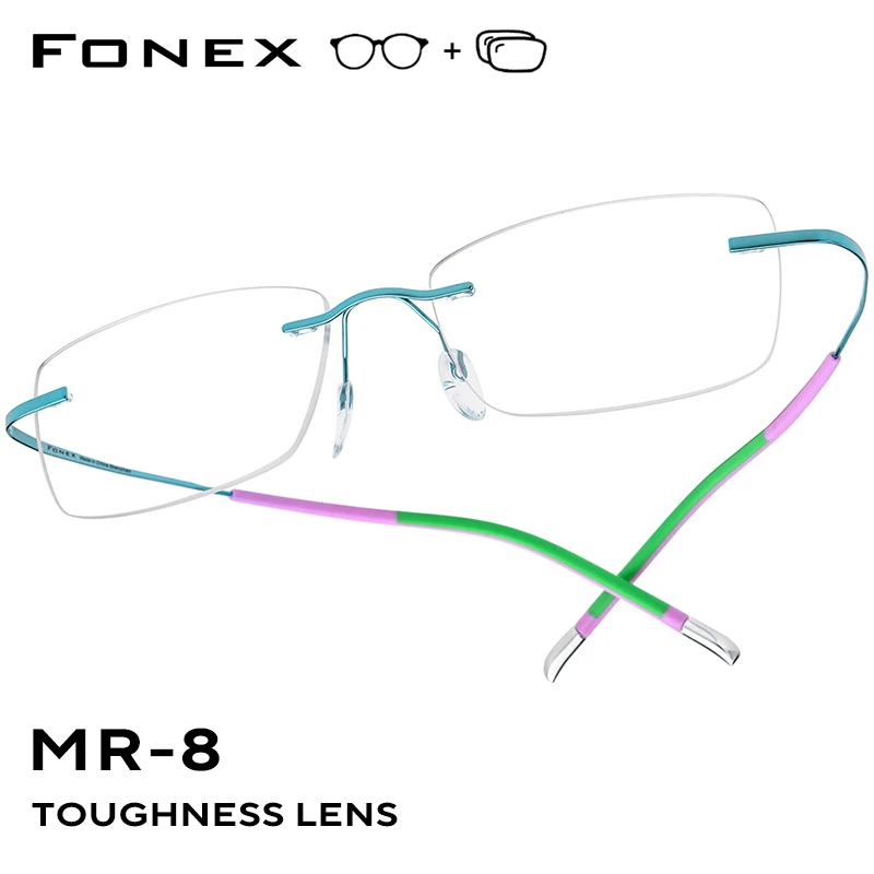 FONEX Progressive Prescription Glasses Custom Photochromic Myopia Optical Lens Eyewear Men Rimless Titanium Eyeglasses Frame 899