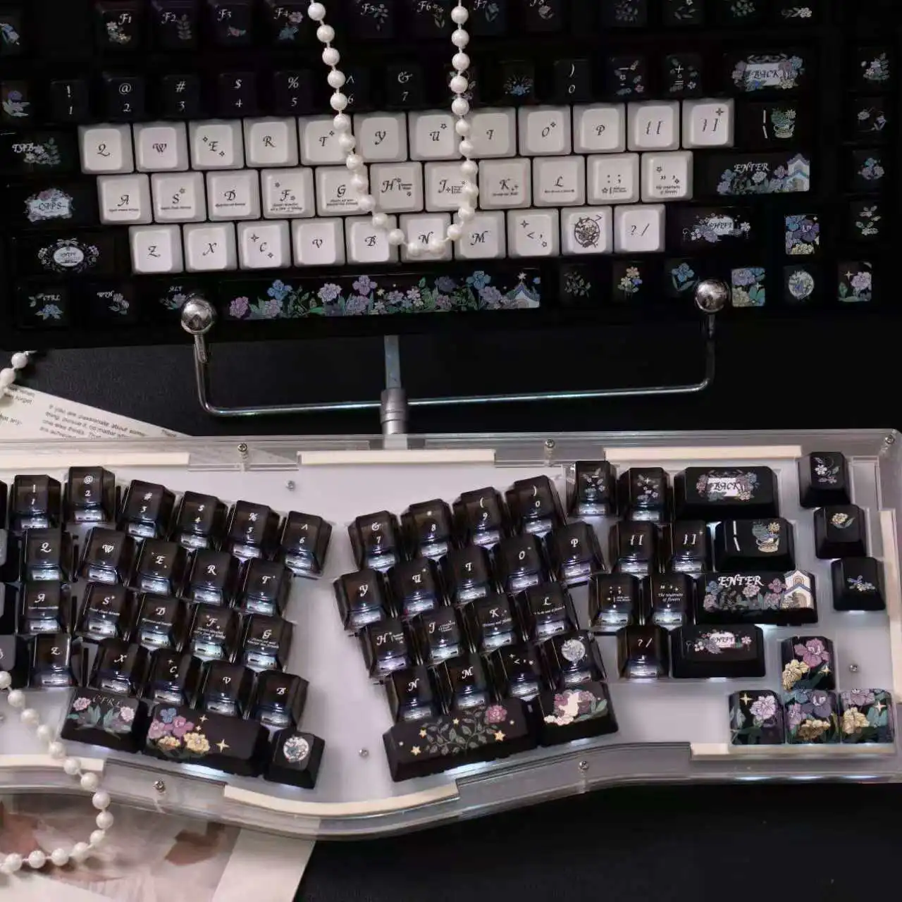 Ink Garden Theme Keycaps Set PBT PC Cherry Profile Custom Original Handmade Keycaps for Mechanical Keyboard Accessories Gift