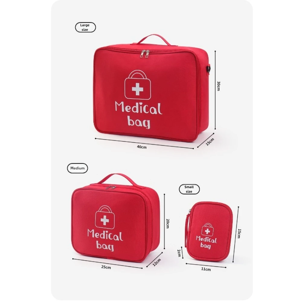 MOLLE Compatible First Aid Kit Bag Red Black Emergency Medical Pouch for Camping Travel Car School Sports with Reflective Strap