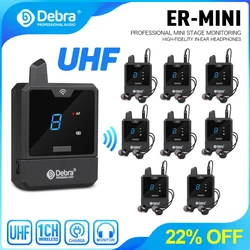 Debra UHF IEM Protable Wireless In-Ear Monitor System Audio-Mini UHF Rechargeable for Music Audio Monitoring Live Broadcast