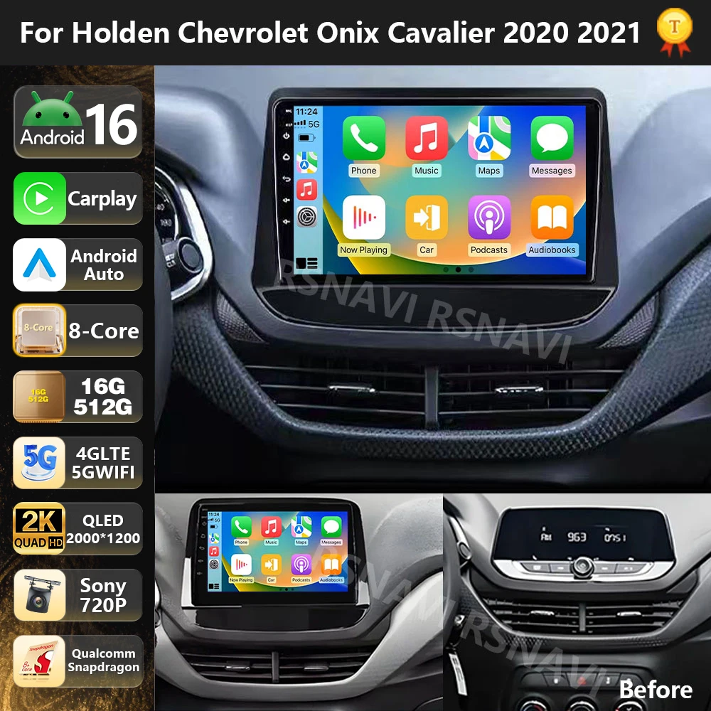 Qualcomm Android 16 Car Radio Multimedia Player For Holden Chevrolet Onix Cavalier 2020 2021 Auto Carplay Stereo Dsp wifi+4G BT