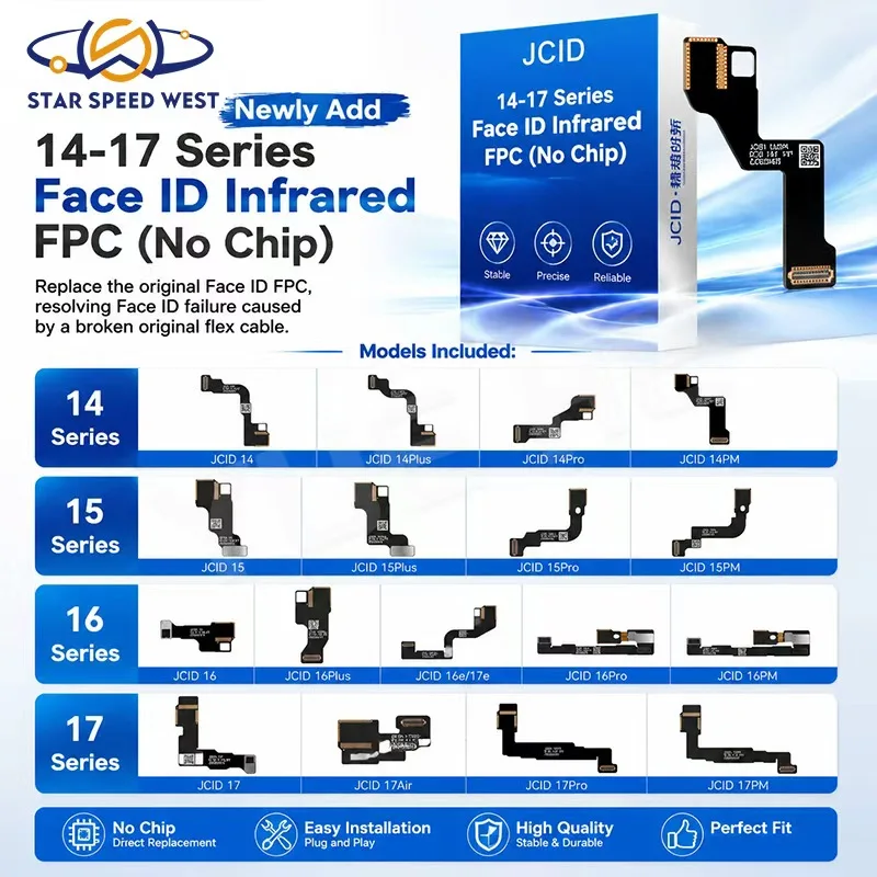 JCID Face ID Infrared FPC No Chip Replacement Flex Cable For iPhone 14 15 16 17 Series Repair Fix Broken Original Flex Issue