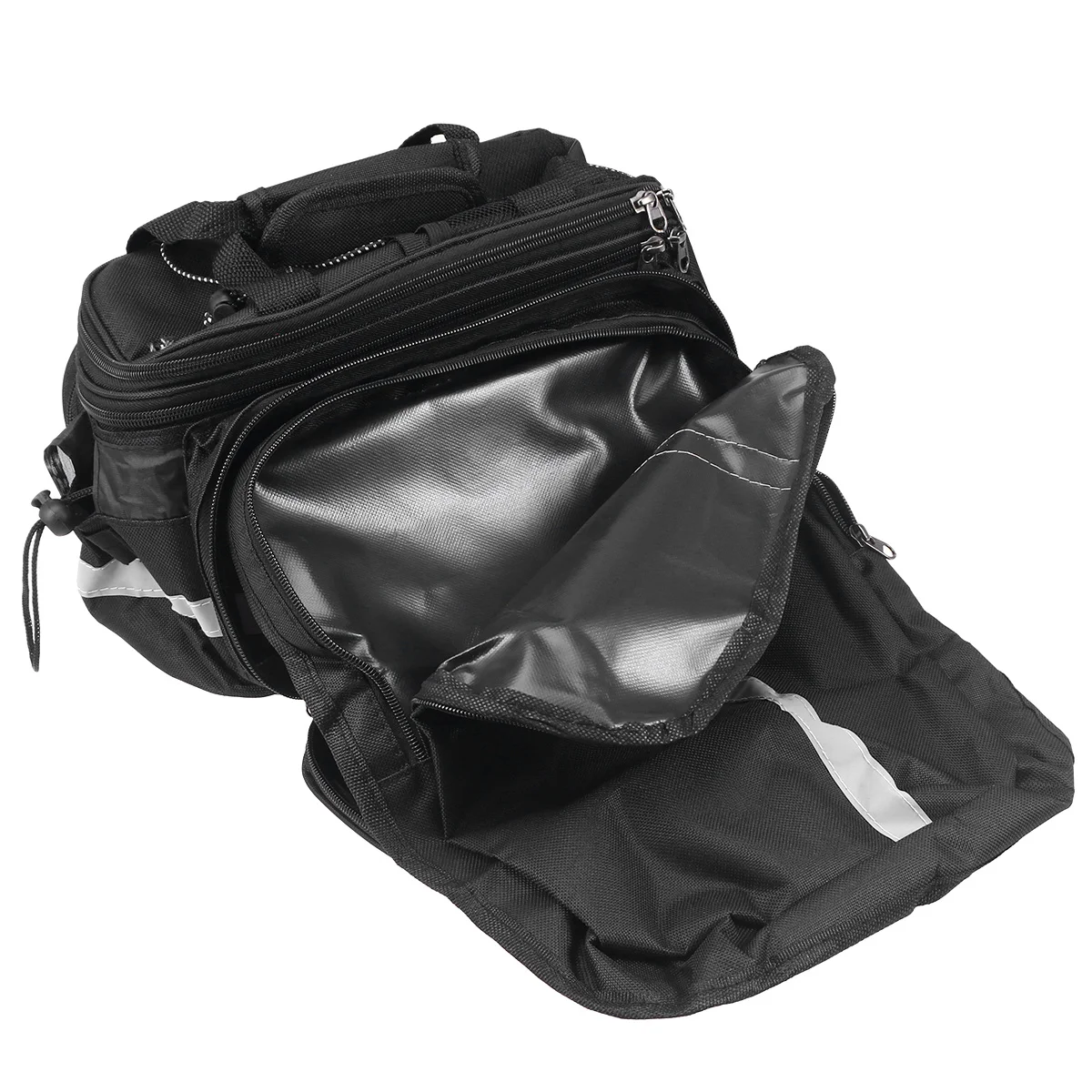 

Cycling Bike Rear Tail Seat Trunk Bag Pannier Pouch Rack Shoulder Travel Black Waterproof Foldable Multi Compartments Detachable