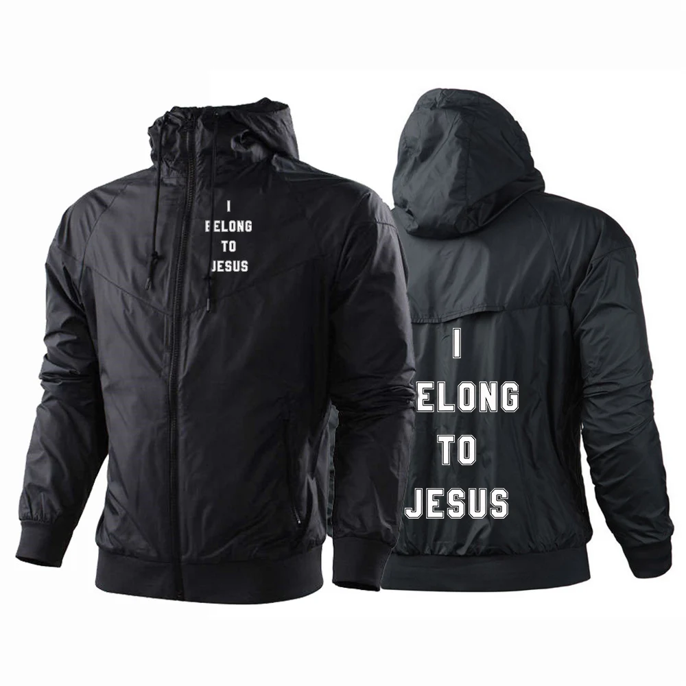 I Belong To Jesus Hiking Jackets for Men Sun Protection Windbreaker Camping Climbing Rain Coat Unisex Portable Clothes Hoodies