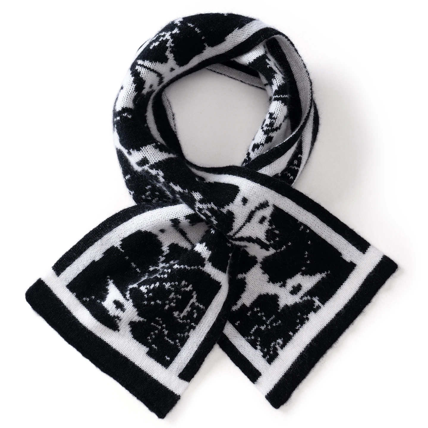 

High Quality 100% Cashmere Scarf For Woman Winter Soft Warm Knitted Scarf With Camellia Pattern Smart Casual Women's Scarf