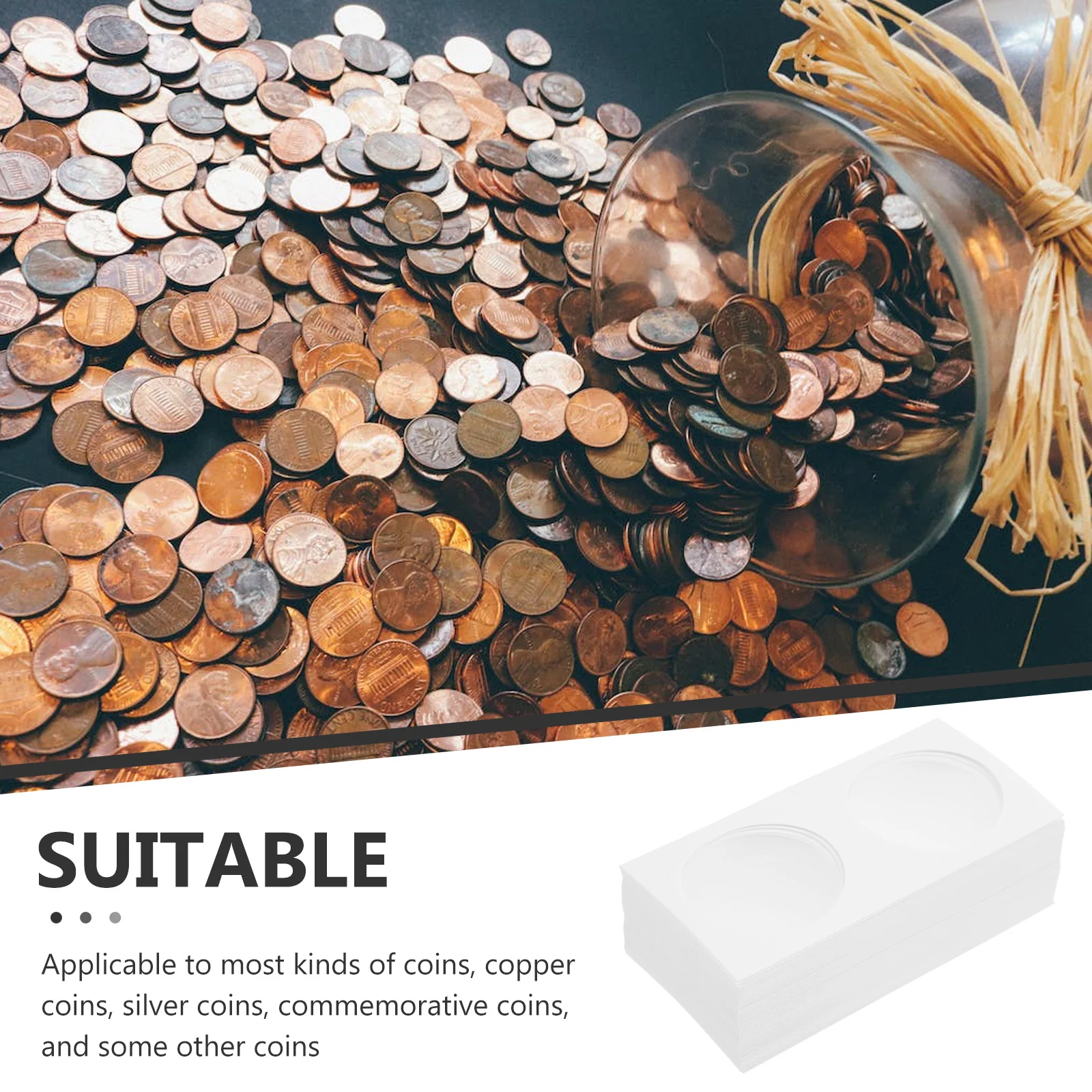 

50 Pcs Paper Clip Assorted Coin Holders Coins Container For Collectors Collecting Flips Organizer Supplies