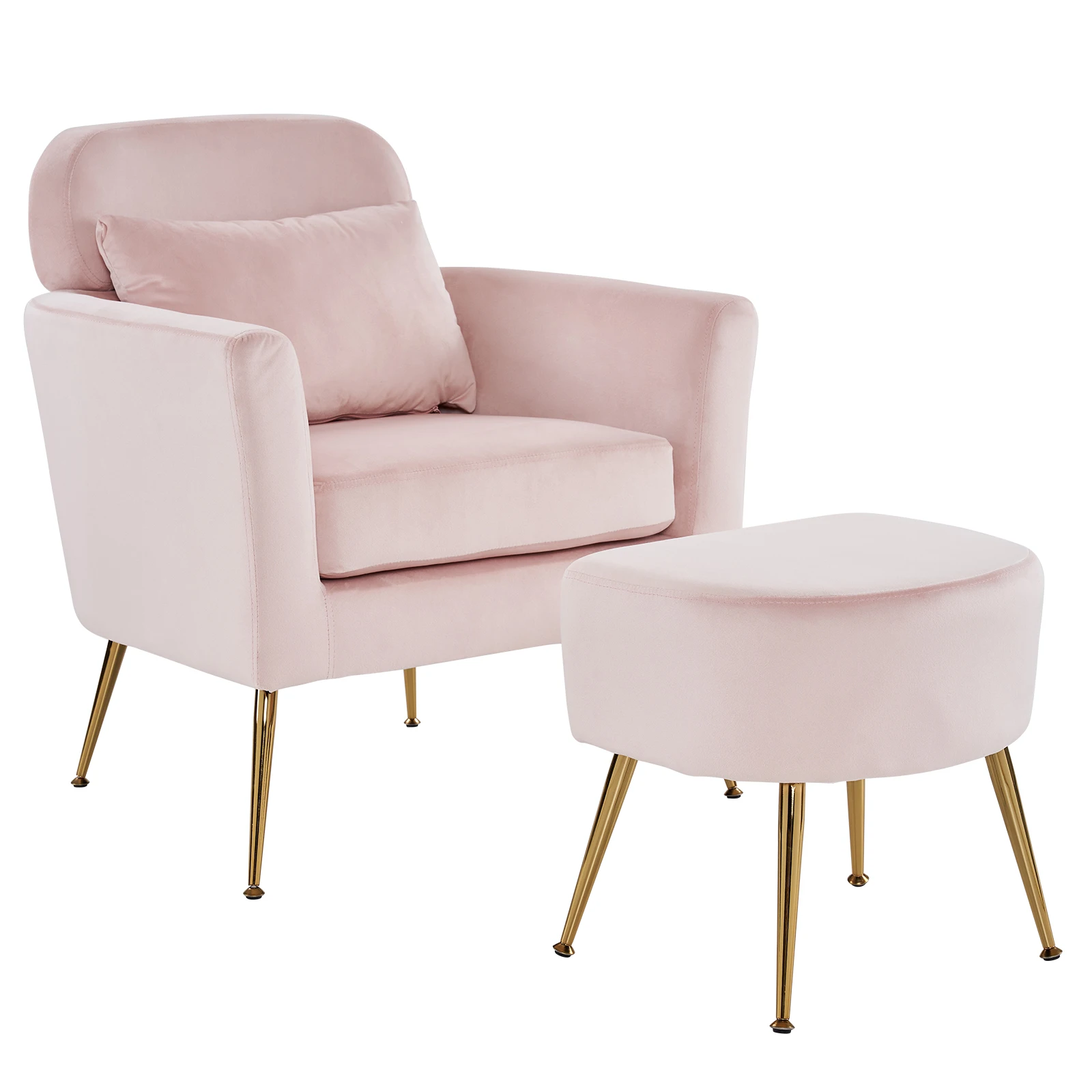 

Half Disassembled Single Chair With Gold Feet And Pedals Flannelette Indoor Leisure Chair Pink
