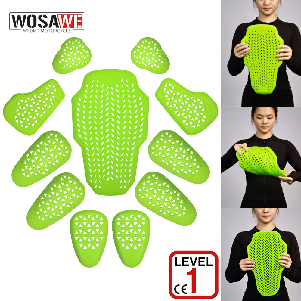 

WOSAWE Universal CE Level 1 Certified Motorcycle Armor Jacket Insert Back Protector Anti-Shock Rider Pants Protective Knee Pads