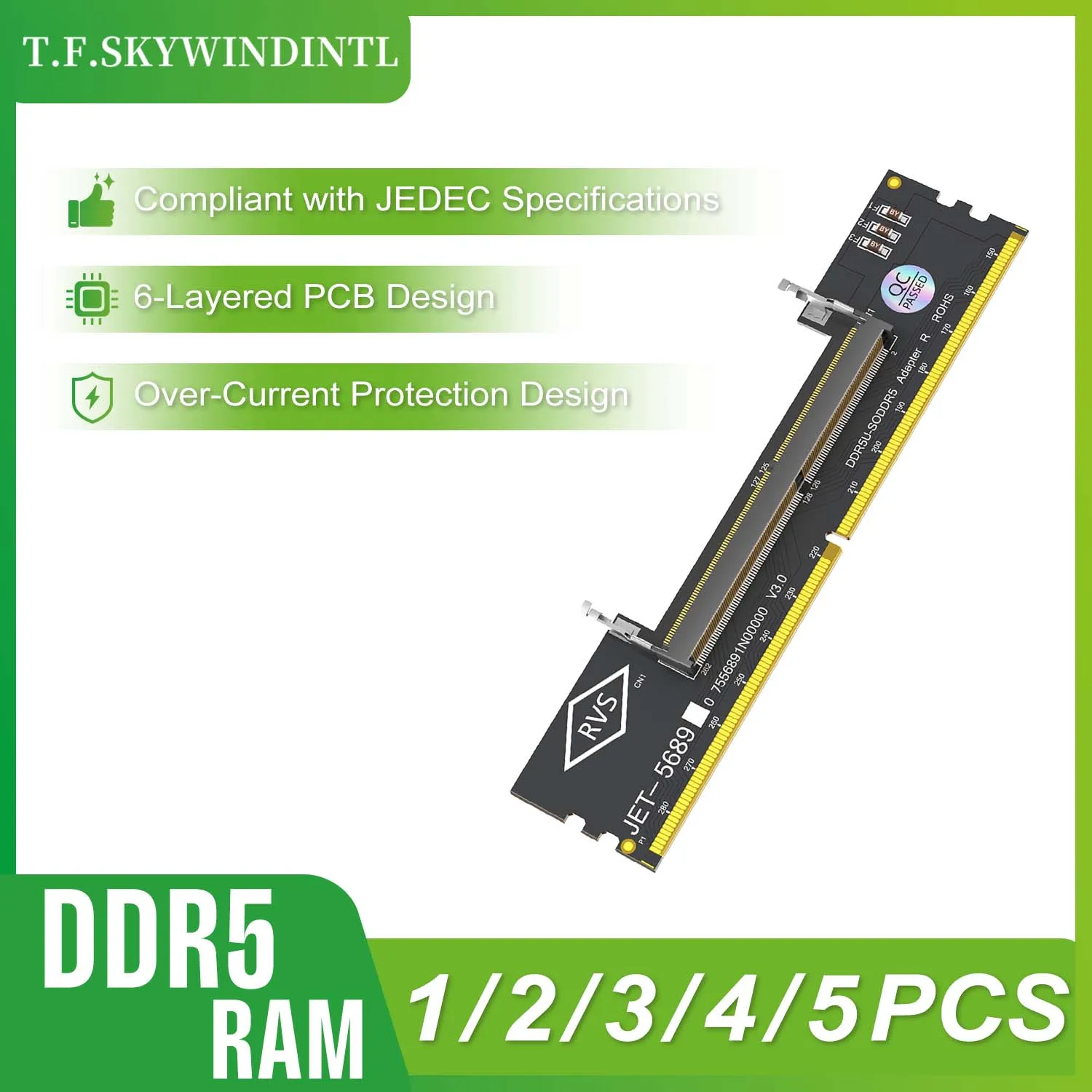 

Карта-адаптер для тестирования модулей памяти DDR5 (1/2/3/4/5 шт.) для ноутбуков SO-DIMM DDR5 и настольных ПК DDR5 U-DIMM с 6-слойной схемой подключения