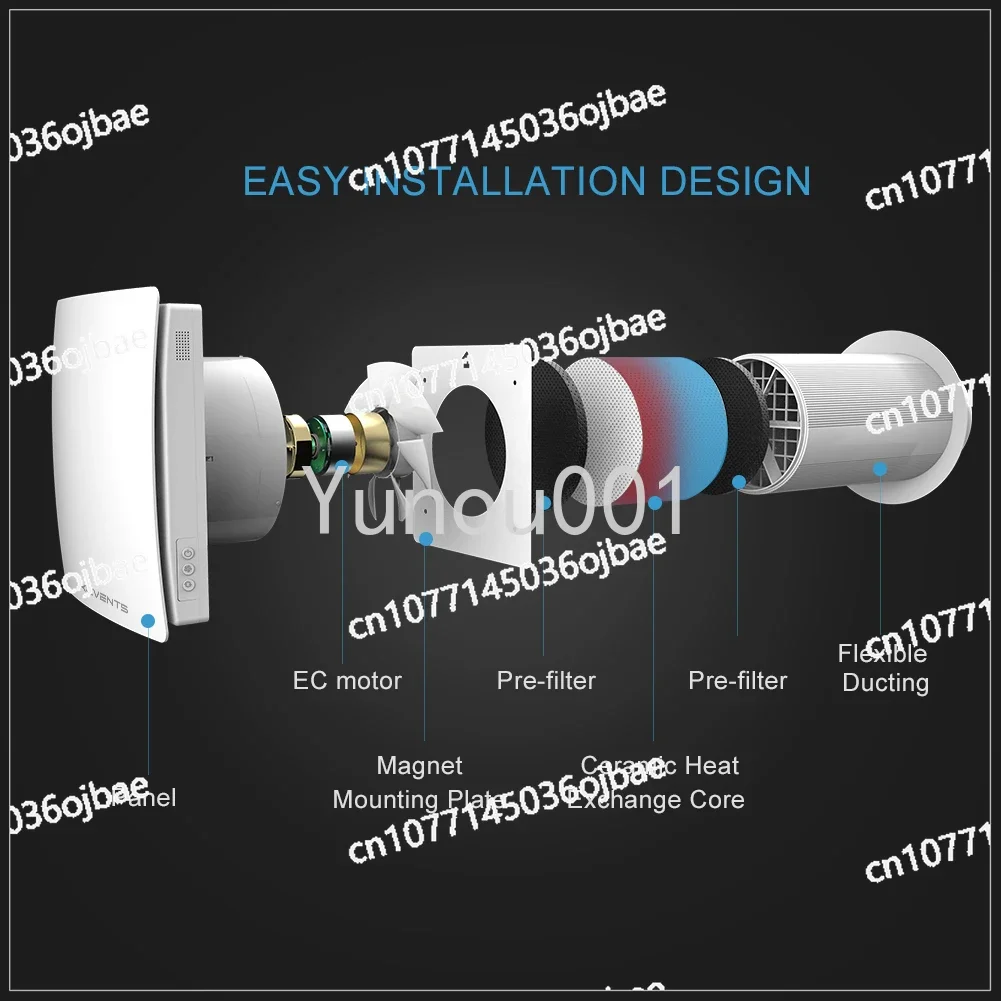 Wifi Controlled Single Room Ventilation System with Heat Recovery Ventilation for Home Fresh Air Heat Exchanger Ventilation