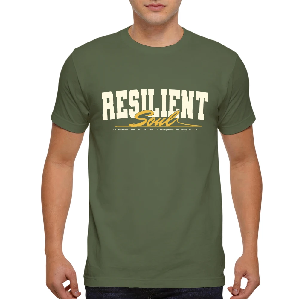 Mens 100% Cotton T Shirt Resilient Soul Inspirational Letter Print Breathable Short Sleeve Casual Daily Summer Tees