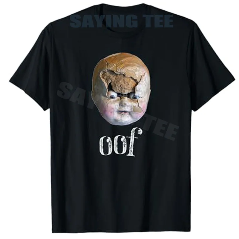 

Creepy Doll Head "oof" T Shirt Funny Scary Bizarre Graphic Tee Cool Y2k Aesthetic Clothes Horror Halloween Costume Novelty Gift
