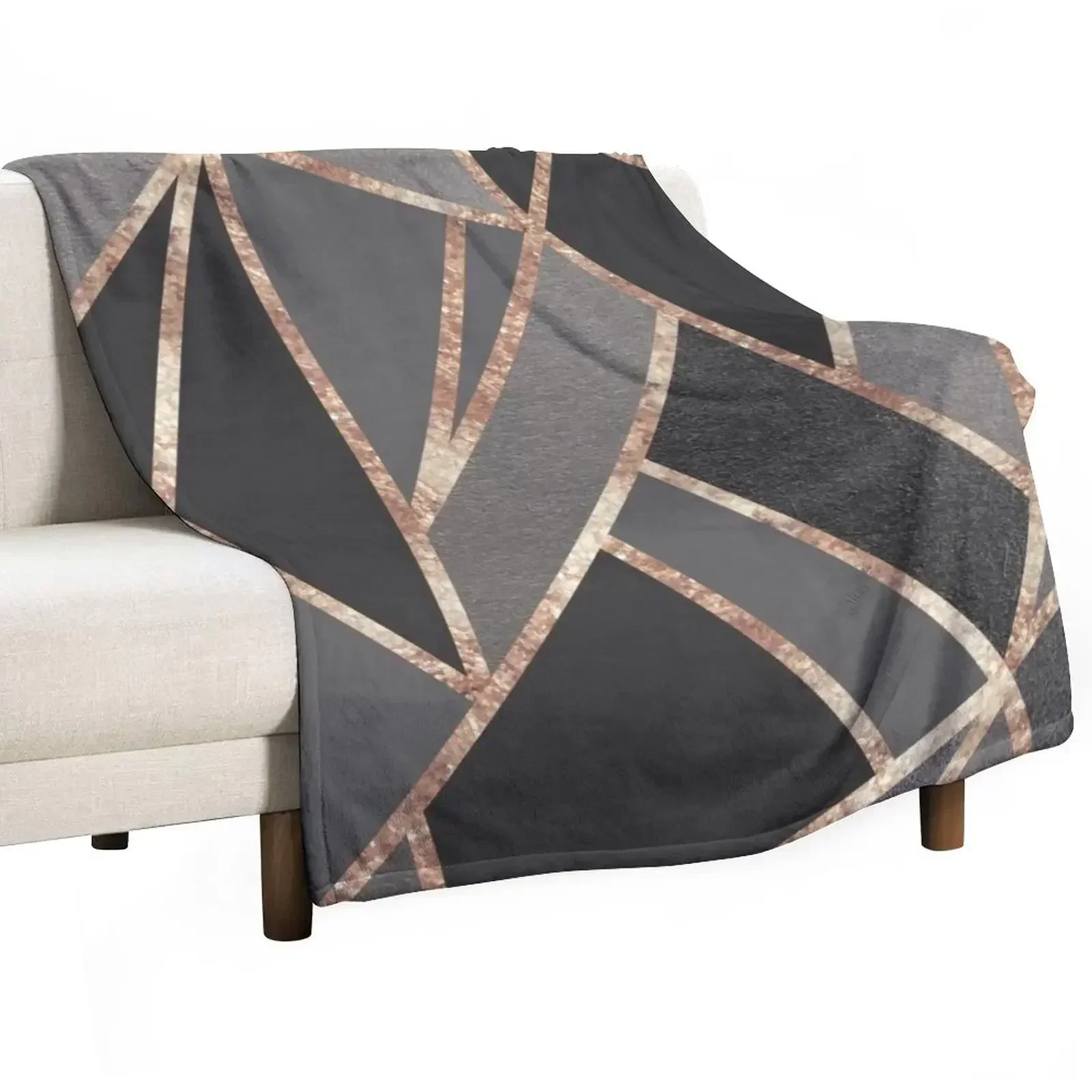 

Classic Silver Gray Charcoal Rose Gold Geo #1 #geometric #decor #art Throw Blanket Blankets For Bed Polar Designers Blankets