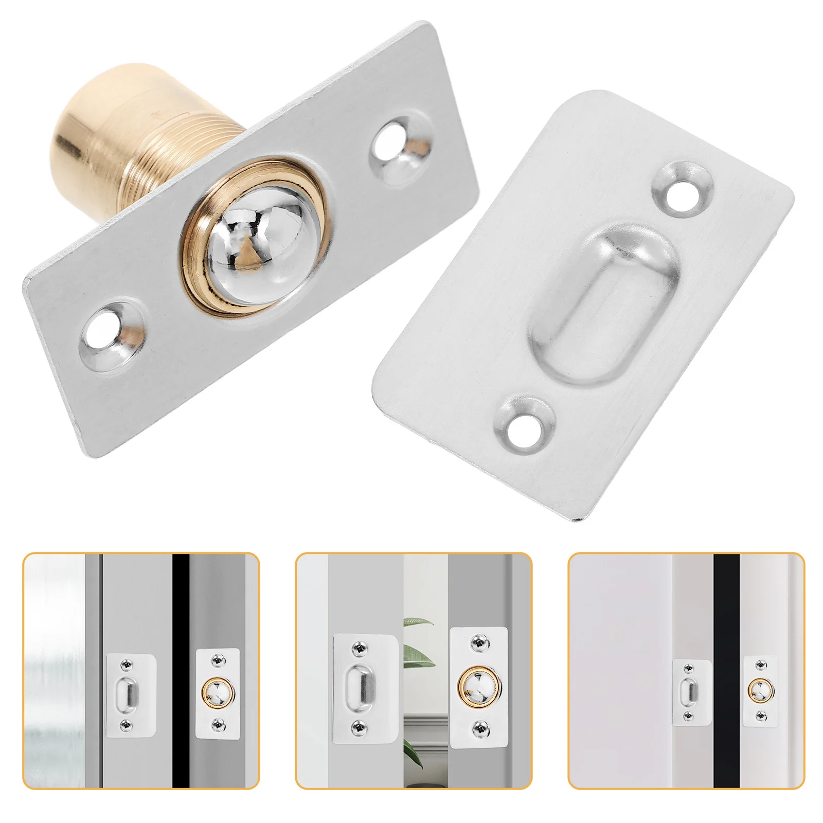 

4 set Catch For Top Of Door Spring Loaded Ball Catcher Adjustable Cabinet Door Latch Hardware Shed Gate Lock Window Catch