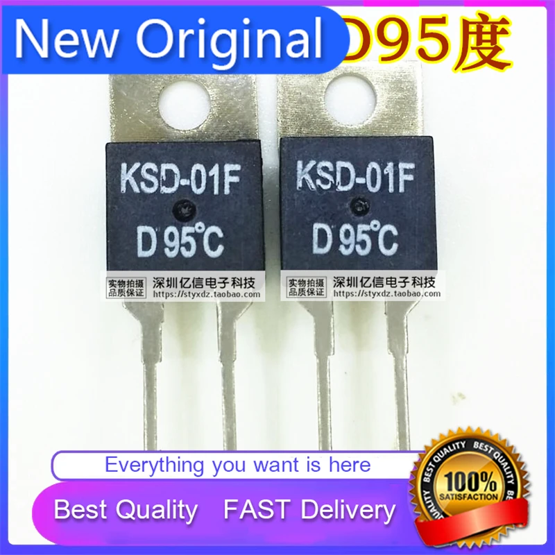 10Pcs/Lot New Original KSD-01F D95 DEGREE NORMALLY CLOSED TEMPERATURE CONTROLLER 2 FEET