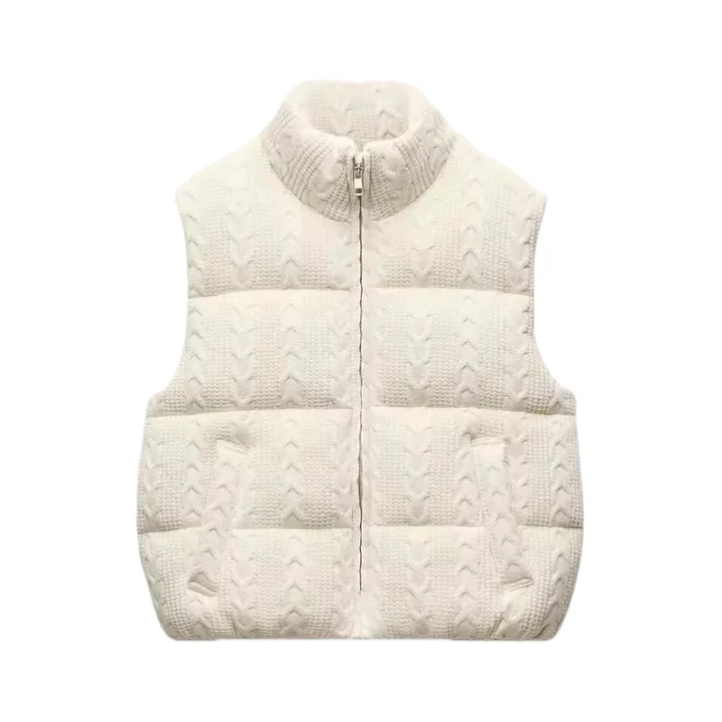 

Simple Stand Collar Svel Knitted Cotton Vest New Autumn Winter Women's Faion ort Jaet Zipper Closure 638224