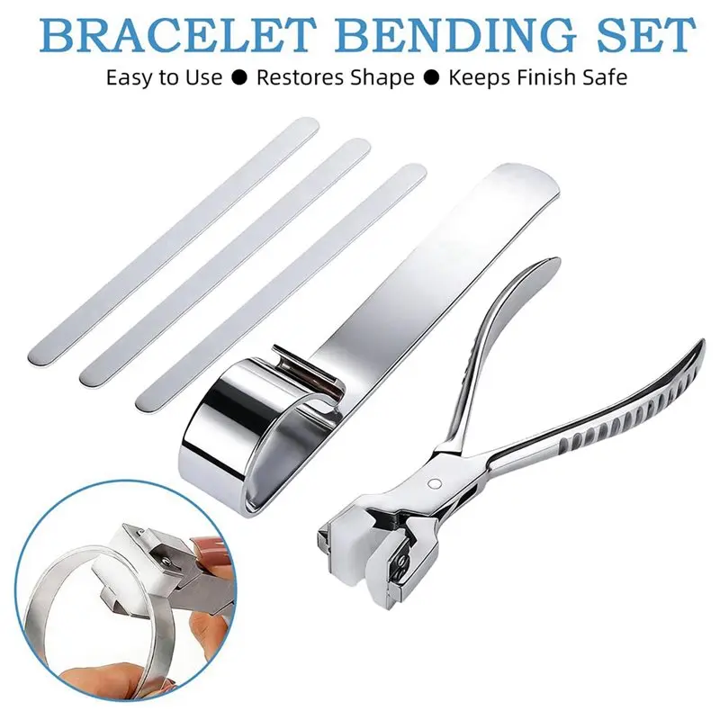 Y42A-Professional Bracelet Bending Tool& Jig, 3-Piece Aluminum Blank Metal Forming Kit For DIY Custom Bangles