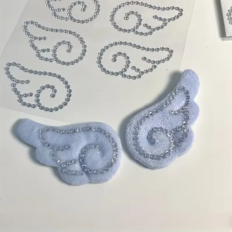 Self Adhesive 3D Angel Wings Crystal Stickers Acrylic INS DIY Decor Jewel Crafts Fish Cakes Sparkly Rhinestone Stickers Gifts