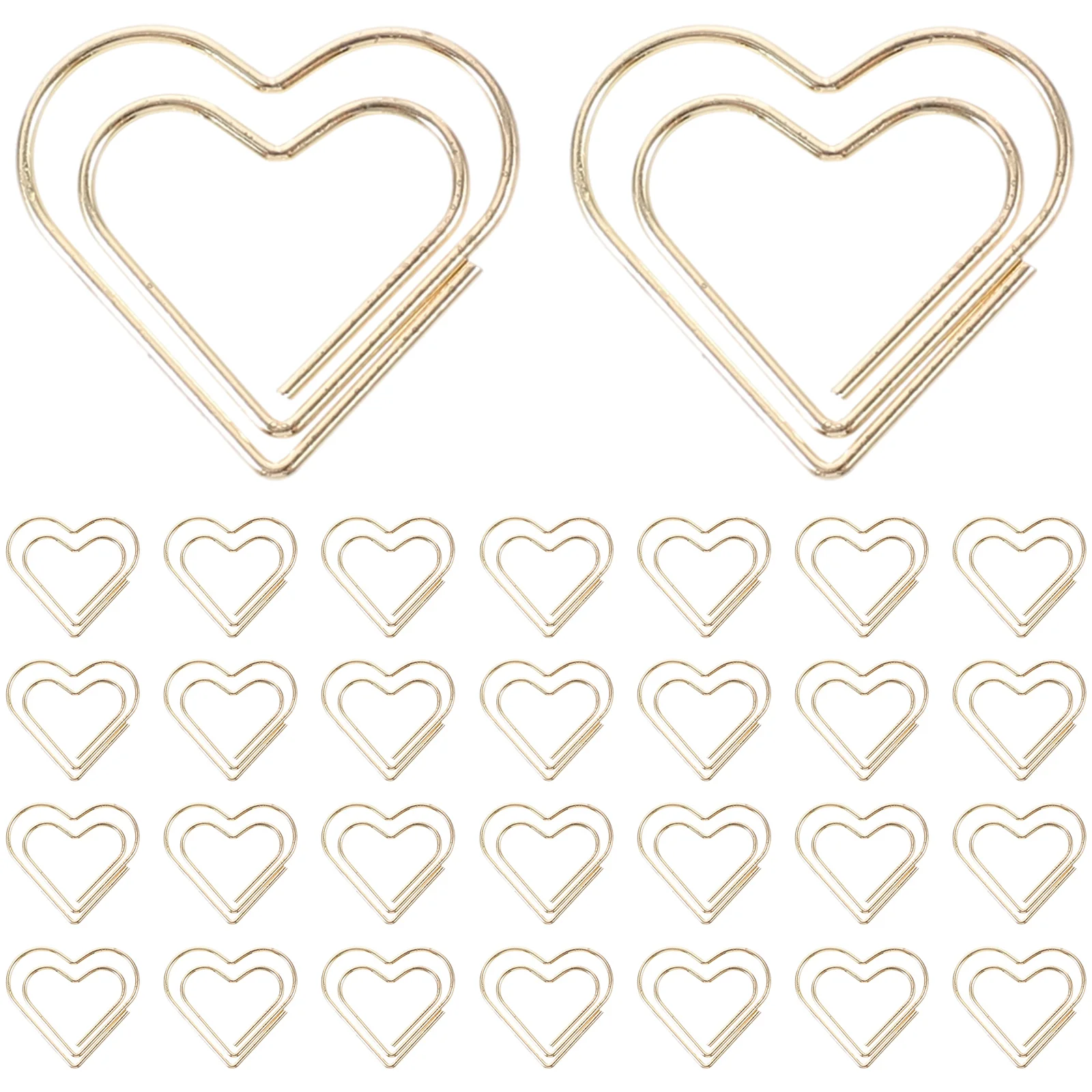 50 Pcs Heart-shaped Paper Clips for File Document Decorative Small Metal Office