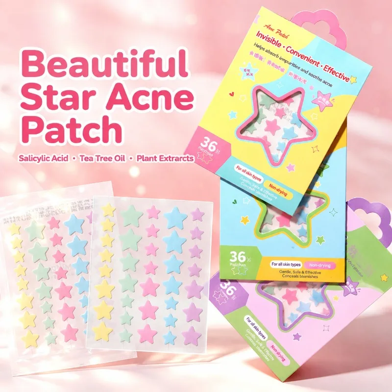 Color Star Acne Patches 36Pcs, Thin Breathable Concealing Invisible Pimple Patches, Day & Night Facial Blemish Cover Skin Care