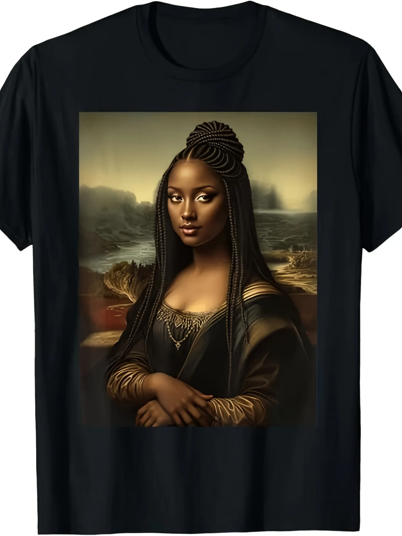 Black History Month T-Shirt - Monet Lisa African American Art T-Shirt - Retro Portrait Shirt for Women and Men - Soft Breathable  Clothing for Celebrations of African American Heritage - Daily and Formal Events, Art Fashion, Classic Design,