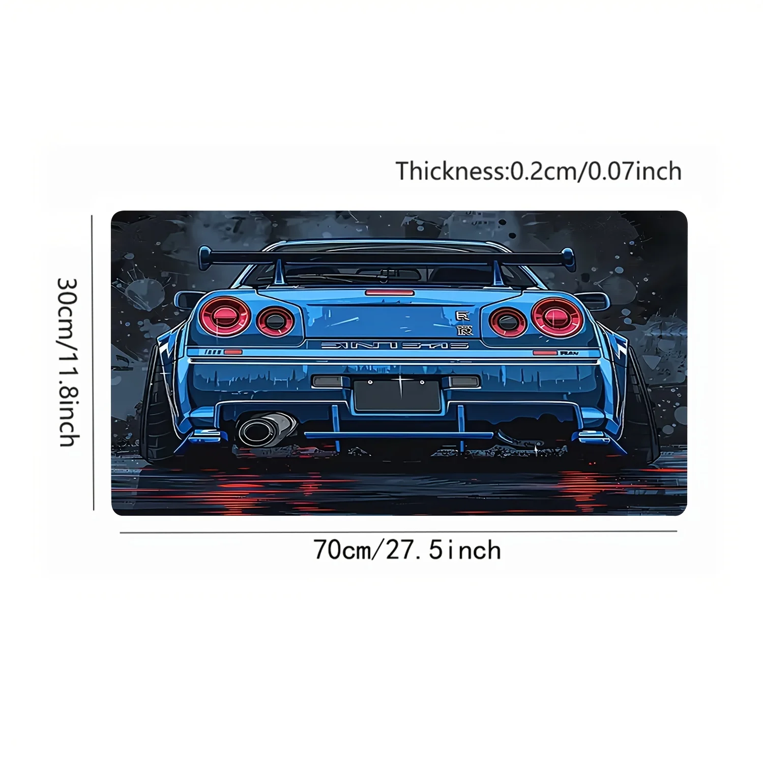 1 rectangular gaming mouse pad, cool sports car design, edge stitching, anti-slip and waterproof rubber base
