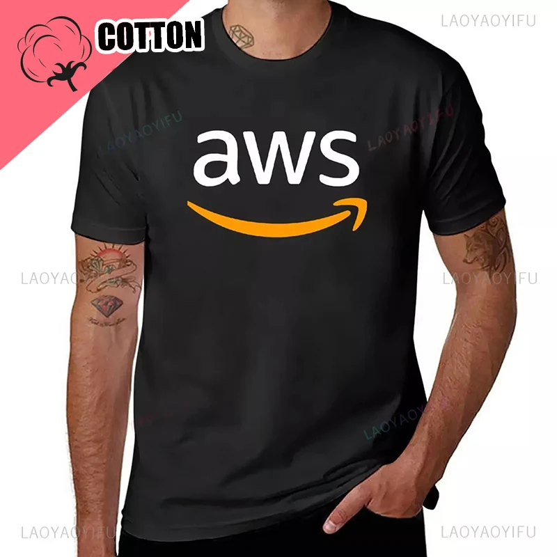 New aesthetic clothes black t shirt sweat shirts, AWS logo (Amazon Web Services logo) T-Shirt sports fan t-shirts  streetwear