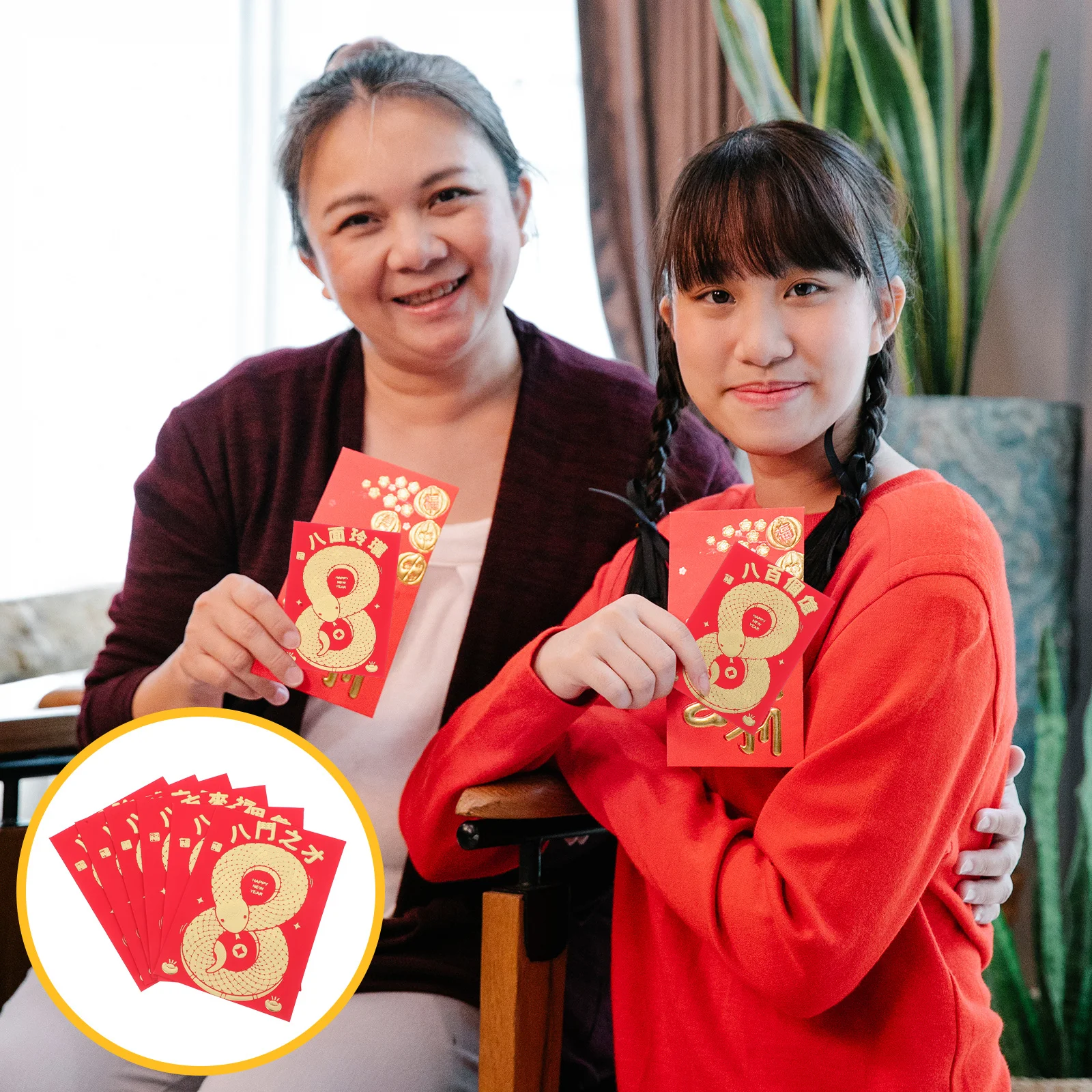 

48Pcs Year of The Snake Red Envelopes Money Holder for Chinese New Year Wedding Traditional Paper Lucky Packets