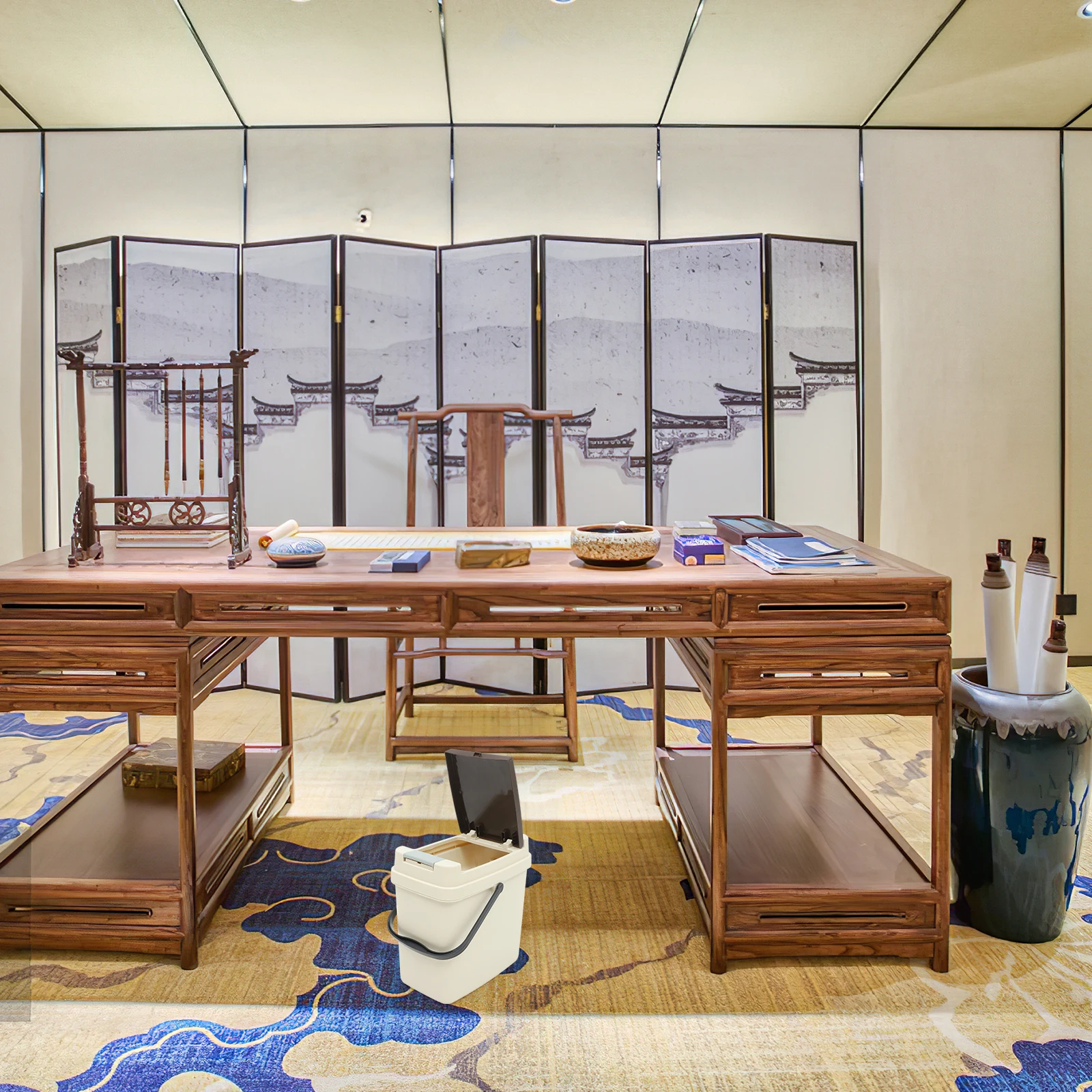 

Tea Trash Can Filter Draining Wastebasket Large Capacity One Button Open Plastic Garbage Bin For Kitchen Cabinet Home