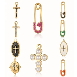 3Pcs/Lot Stainless Steel Rhinestone Charms Cross Pendants  For DIY  Making  Bracelet Necklace Jewelry