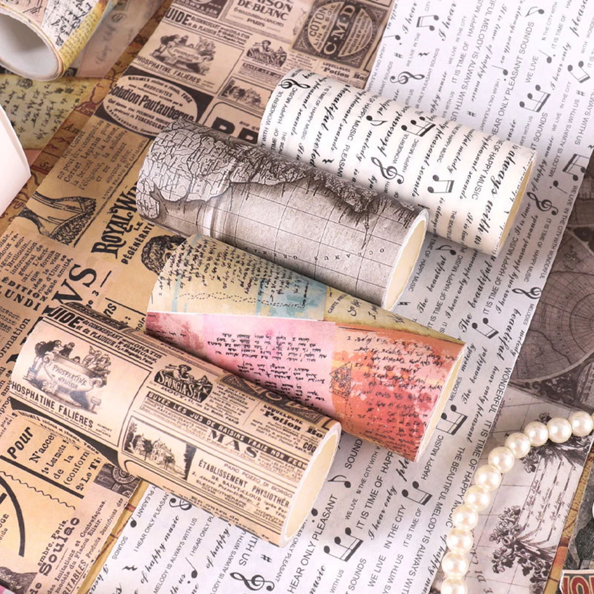 

4 рулона/коробка, винтажный набор лент на английскую газету, подходит для журнала «сделай сам», поздравительных открыток, материалов для украшения подарков на вечеринку.