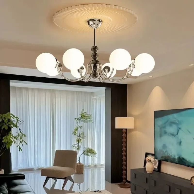 for Medieval Bauhaus Magic Bean Chandelier French Retro Cream Style Main Lamp for Living Room Dining Room Ceiling Light