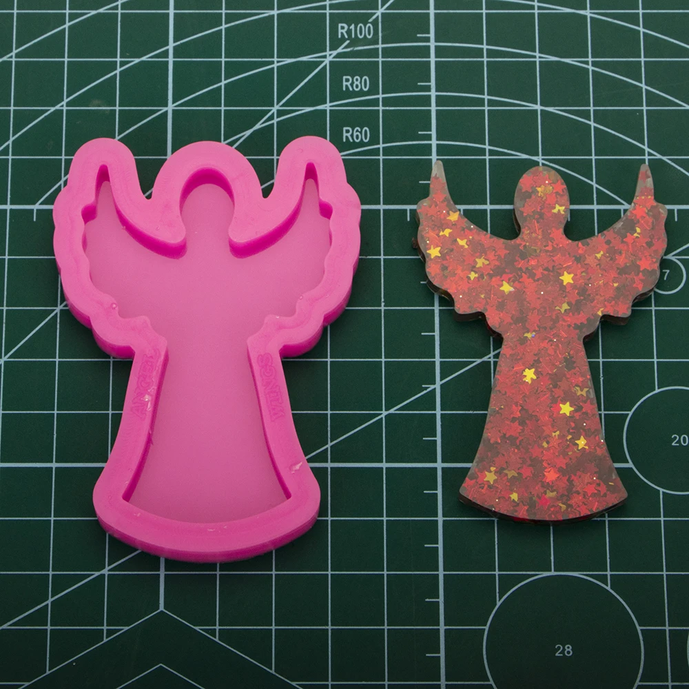 Angel shape Badge Reel As Well Silicone Molds DIY Jewelry Shiny Epoxy Resin Mould Custom Wholesale DY0335