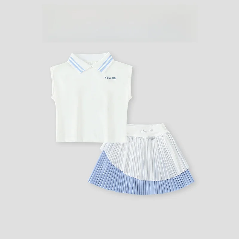 la-chapelle-girls-summer-sports-set-thin-training-uniform-two-piece-suit-cool-lightweight-breathable-casual-children's-outfit