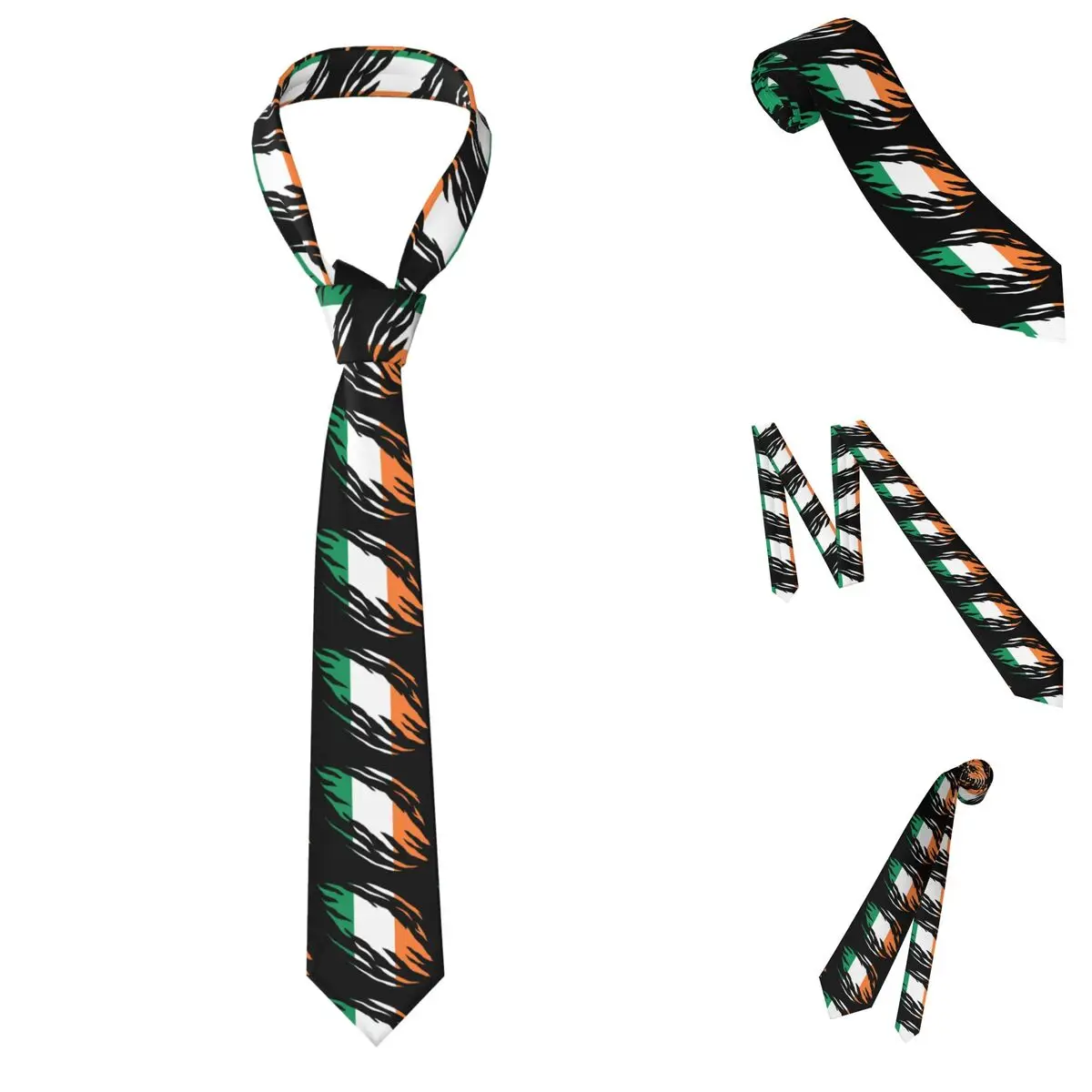 Stylized Flag Of Ireland Irish Flag Necktie for Men Silk Polyester Slim Neck Ties Wedding Suits Tie Casual Gravatas