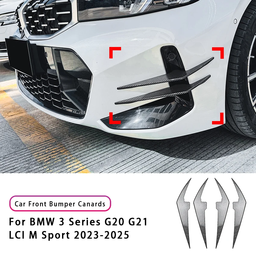 For BMW 3 Series G20 G21 LCI M Sport 2023-2025 Front Bumper Canards Auto Front Bumper Lip Canards Splitter Trim Body Kits