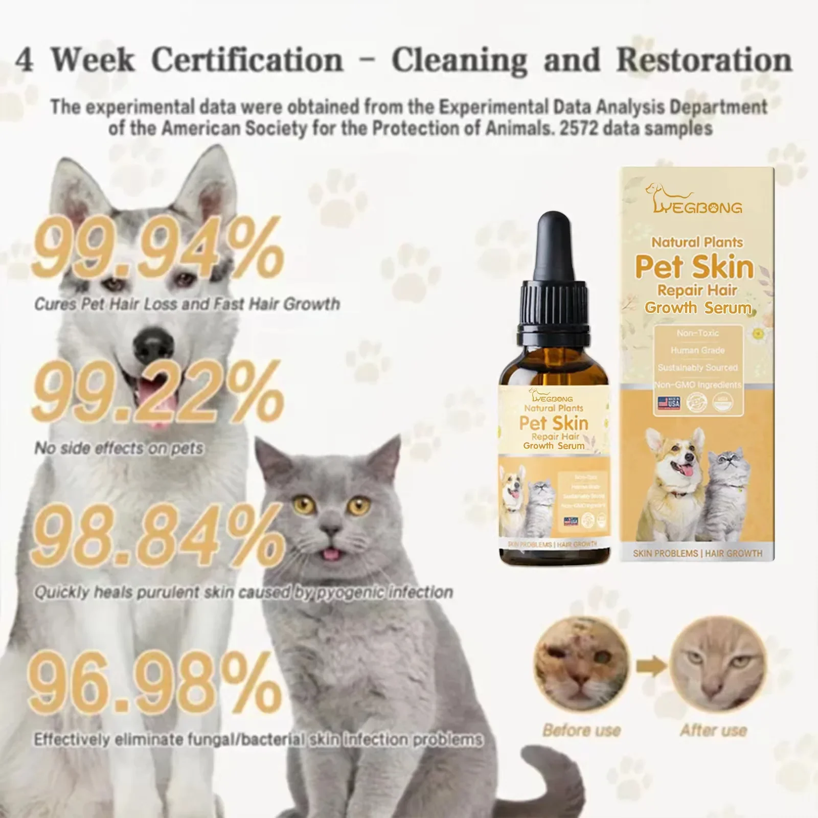 Yegbong Pet Tinea Removal Cream Skin Repair Cream Wound Repair Cream Suitable for Cats and Dogs Skin Hair Care Prevent Itching