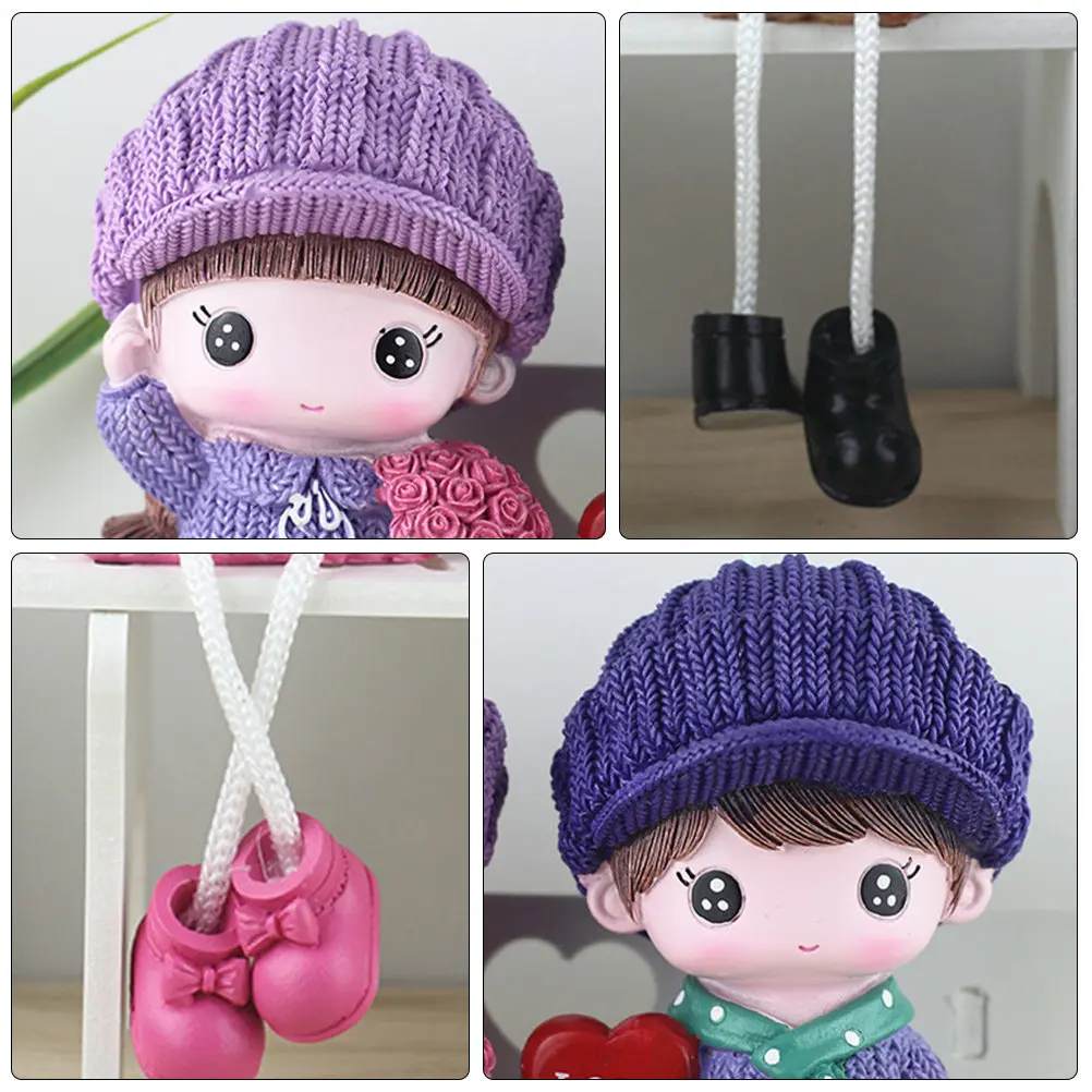 2Pcs Handcrafted Couple Resin Decorations Prime Material Resistant to Extreme Temperatures Adorable Stylish Household Desktop
