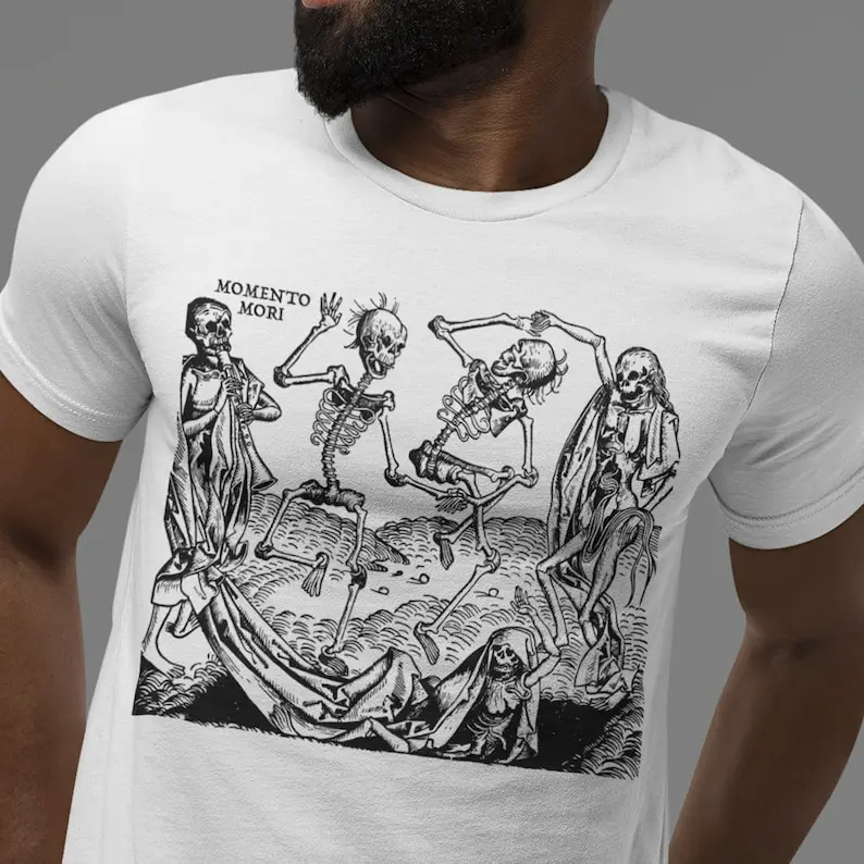 Momento Mori T Shirt, Dance of Death Tee, Danse Macabre, Hans Holbein, Northern Renaissance, Gothic, Skulls